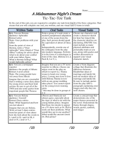 Written Tasks Oral Tasks Visual Tasks
