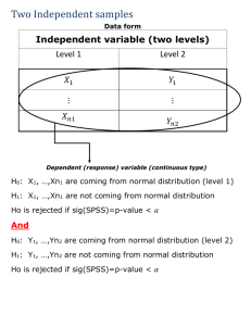 H 0 : Y 1 , …,Yn 2 are coming from normal distribution (level 2)