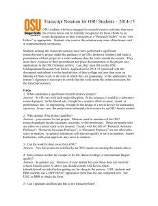 OSU Undergraduate Research/Arts Fellow