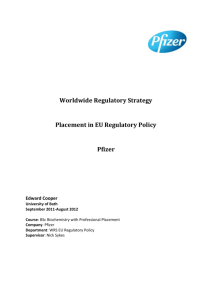 EU Regulatory Policy at Pfizer Placement Report