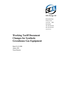 Working Tariff Document Changes for SGG Equipment