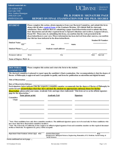 Ph.D. Form II - Signature Page / Report on Final