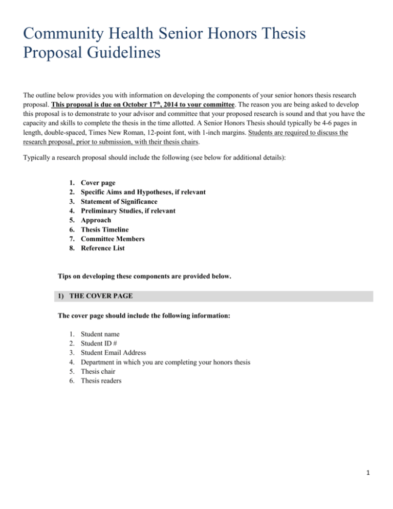 Guidelines For Senior Honors Thesis