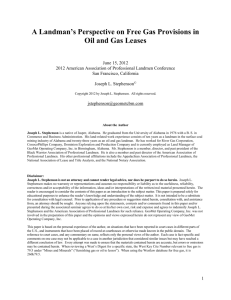 A Landman`s Perspective on Free Gas Provisions in Oil