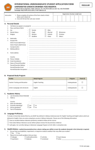 International Udergraduate Student Application Form Reguler 2015