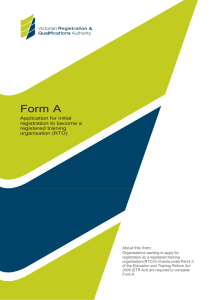 Form A - Application for initial registration