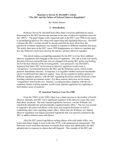 Bruner - M&A Federal Regulation of Takeovers (2013)