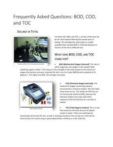 What does BOD, COD, and TOC stand for?