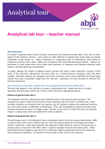 Analytical Lab Tour - Teacher Notes - ABPI