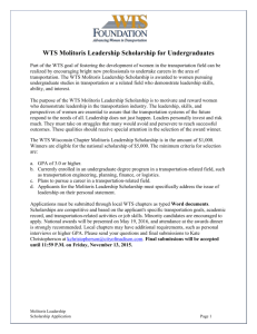 WWTS 2015-2016 Molitoris Leadership Scholarship for