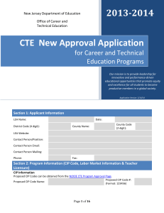 New CTE Program Application