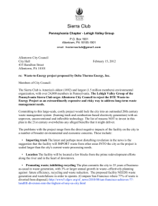Sierra Club letter to Allentown City Council 2012