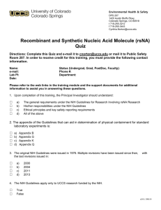 Recombinant or Synthetic Nucleic Acid (rsNA) Molecule Quiz