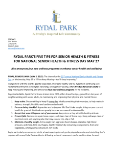 RYDAL PARK`S FIVE TIPS FOR SENIOR HEALTH & FITNESS FOR