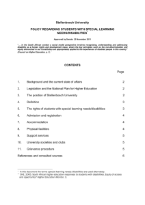 Policy Regarding Students with Special Learning Needs/Disabilities