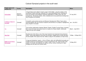 Cultural Olympiad projects in the south west Project name and