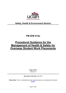 Health & Safety Pre-Placement Checklist