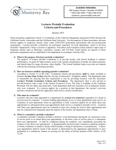 Lecturer Periodic Evaluation Criteria and Procedures