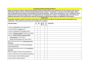 Occupational Health and Safety Dashboard Below are questions to