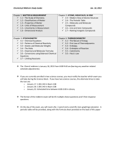 Chemistry2 Midterm Study Guide: Jan. 18, 2013 Chemistry 2