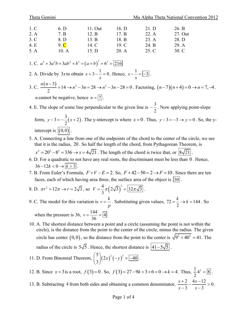 Solutions Mu Alpha Theta