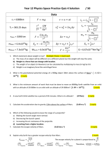 Year 12 Physics Space Practice Quiz 4 Solution