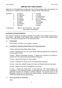 Minutes of Town Council Meeting 29 June, 2015