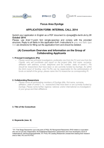 Focus Area DynAge APPLICATION FORM: INTERNAL CALL 2014