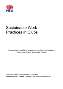 Sustainable work practices in Clubs