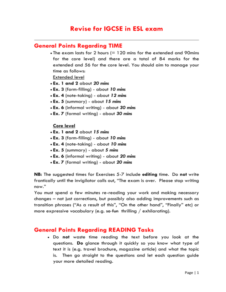 igcse speech writing format