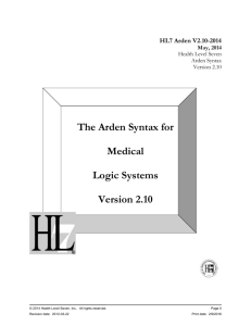 Arden Syntax for Medical Logic Systems