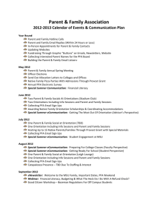 2012-2013 Calendar of Events & Communication Plan
