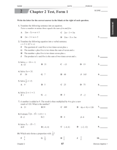 Chapter Two Form One Practice Test
