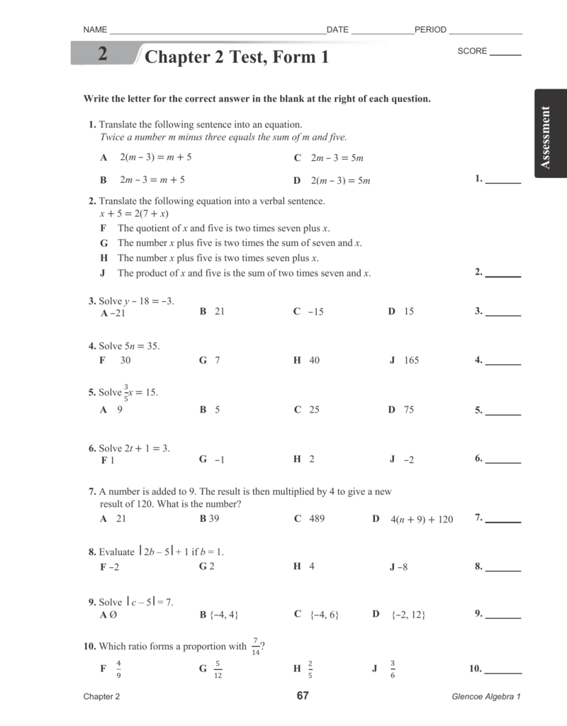 Glencoe Algebra 2 Chapter 3 Answer Key