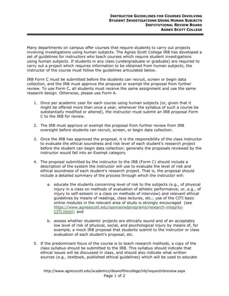 IRB instructor guidelines