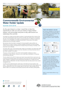 Commonwealth Environmental Water Holder Update Summer 2015