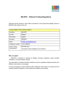 BELSPO - National Funding Regulations