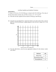 Question 1 * 4 refer to aqueous solutions containing 1:1 mole ratios