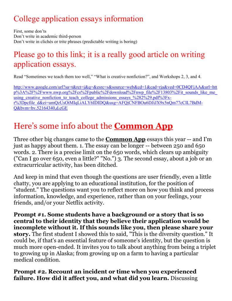 what not to write about in common app essay