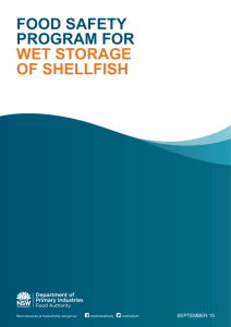 Food safety program for wet storage of shellfish
