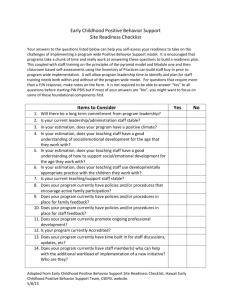 PW PBIS Readiness checklist - Pennsylvania Positive Behavior