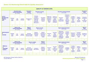 Annex 14 - Monitoring checklists for quality assurance