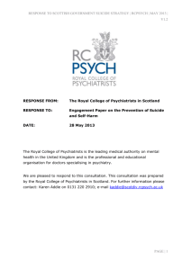 Response to Scottish Government Suicide Strategy | RCPsych | May