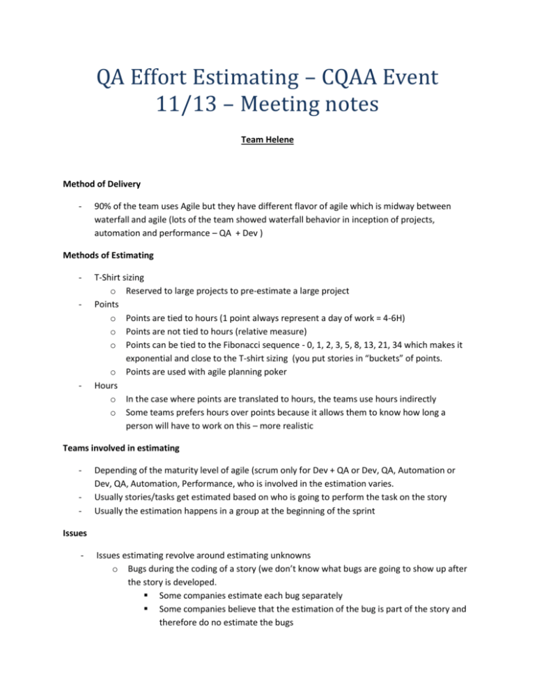 Testing Effort Estimation In Agile