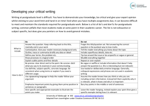 Developing your critical writing