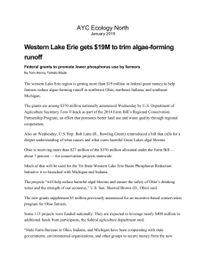 Western Lake Erie gets $19M to trim algae