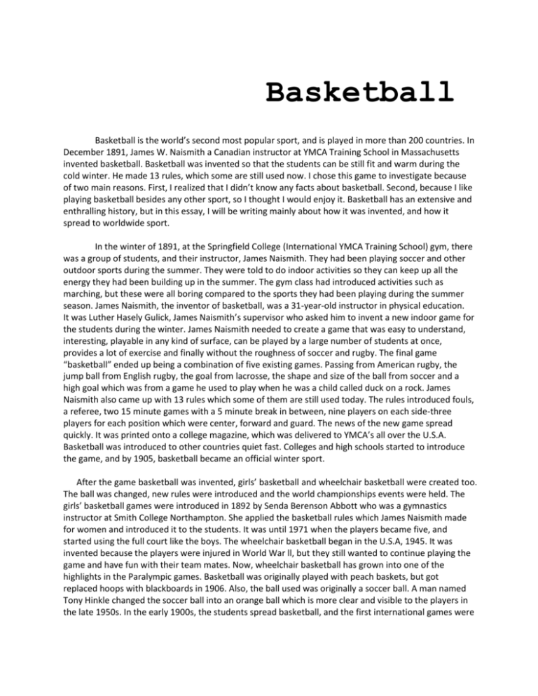 basketball essay in english