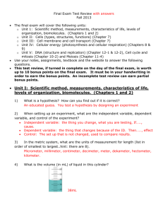 Unit II: Cells - Cloudfront.net