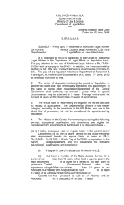 F.No.3/1/2014-Admn.I(LA) Government of India Ministry of Law