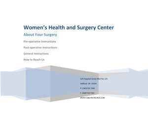 Handout for surgery patients - Women`s Health and Surgery Center